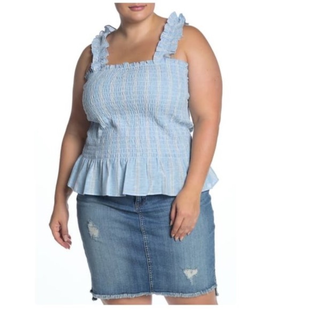 PLANET GOLD Smocked Tank Top(Plus Size)